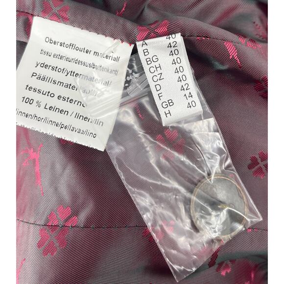 Bauer Pour Femme women's blazer buttons long sleeve embroidered lined linen M - Picture 4 of 10